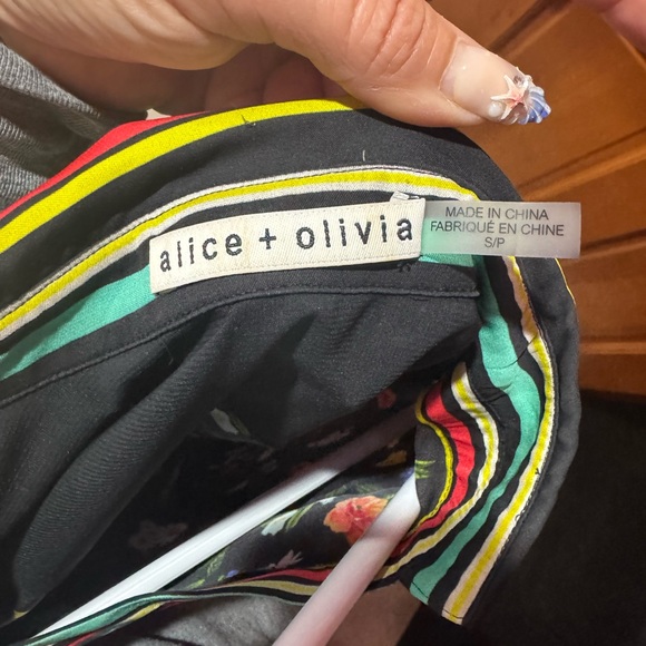 Alice + Olivia Multicolor Floral Blouse with Striped Details - Picture 4 of 4